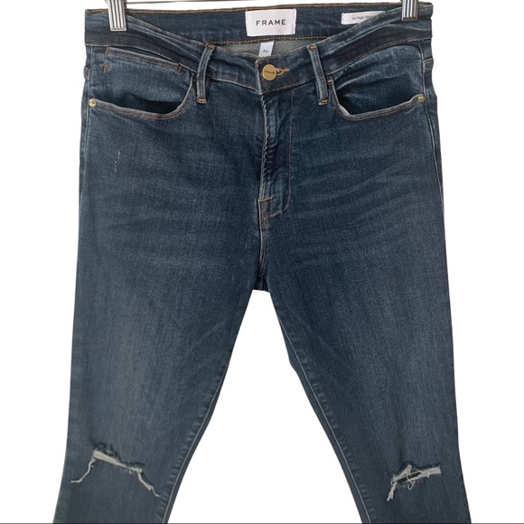 FRAME DENIM Le High Skinny Distressed Jeans Dale Bend Stretch Style LHSKRHT665 - Picture 10 of 16